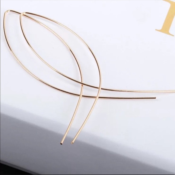 RESTOCKED FISH HOOK GOLD EARRINGS - Picture 2 of 3